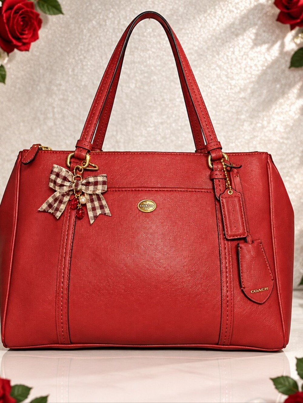 Coach Peyton Leather Jordan Double Zip Carryall